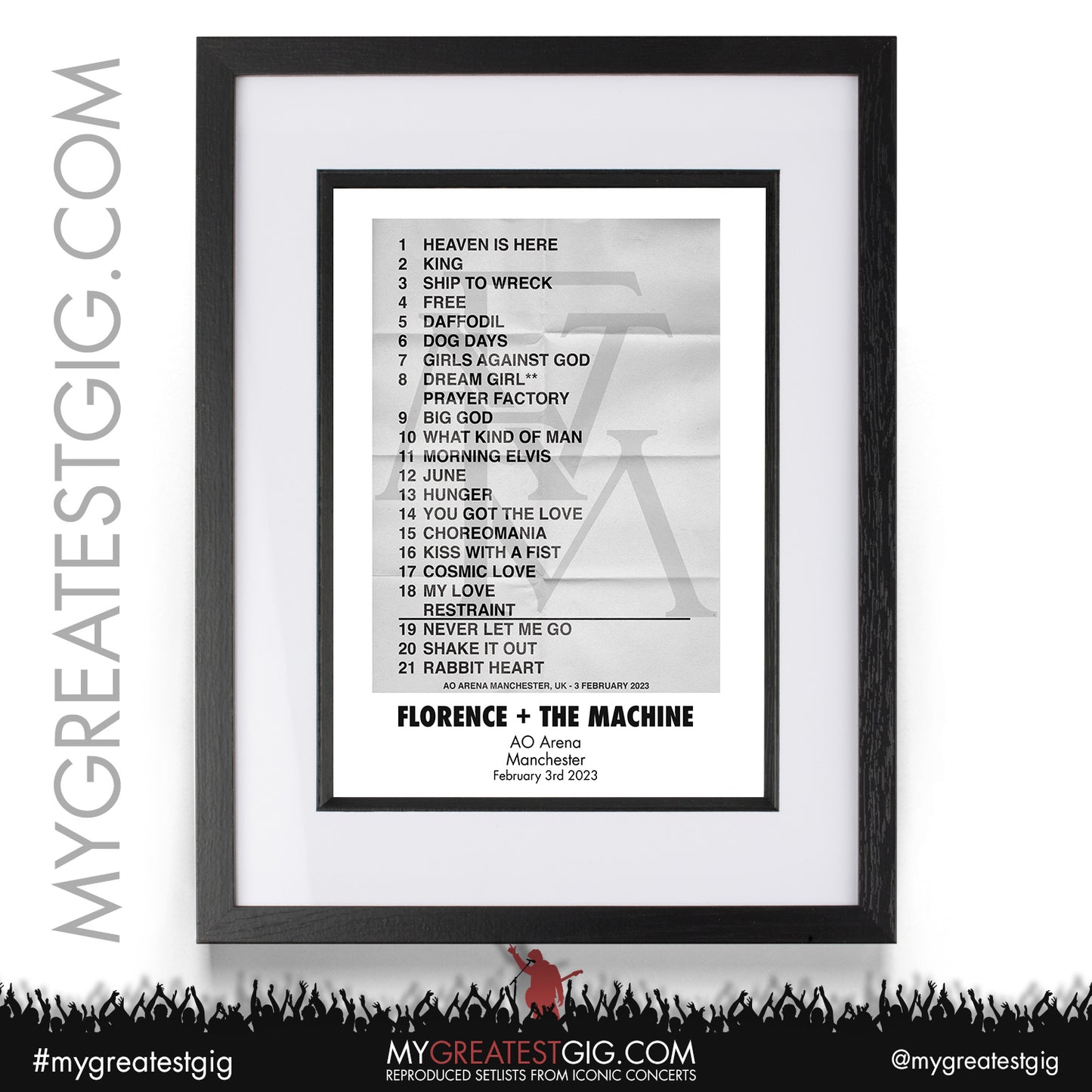 Florence + The Machine - Manchester - February 3rd 2023 Recreated Setlist Poster