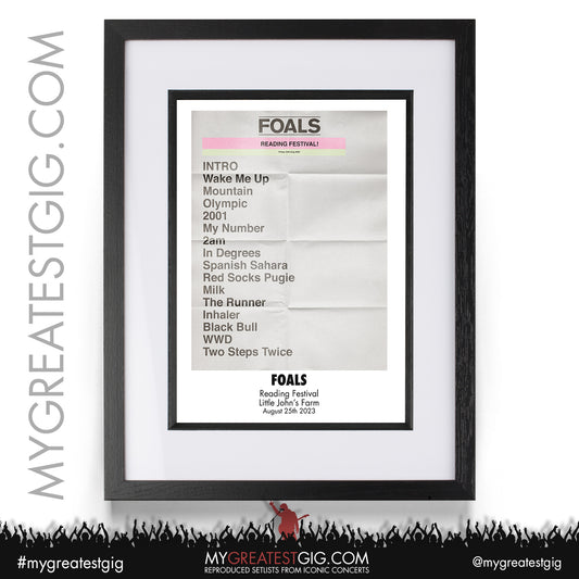 Foals - Reading Festival - August  25th 2023 Recreated Setlist Poster