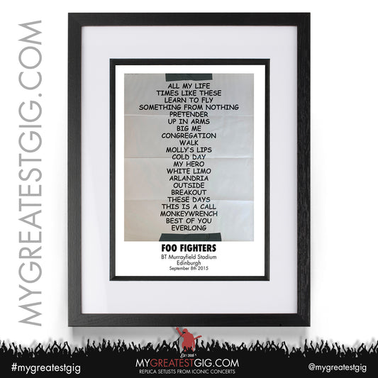 Foo Fighters - Edinburgh - September 8th 2015 Replica Setlist Poster