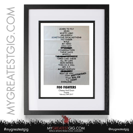 Foo Fighters - Frome - February 24th 2017 Replica Setlist Poster