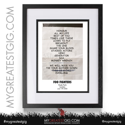 Foo Fighters - London - June 17th 2006 Recreated Setlist Poster