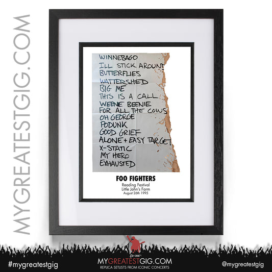 Foo Fighters - Reading Festival - August 26th 1995 Replica Setlist Poster