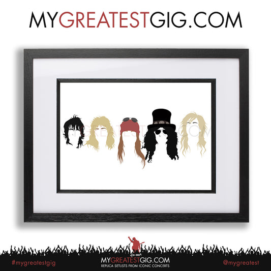 Guns N Roses - Minimal Band Hairstyles Illustration - Posters, Prints & Greeting Cards