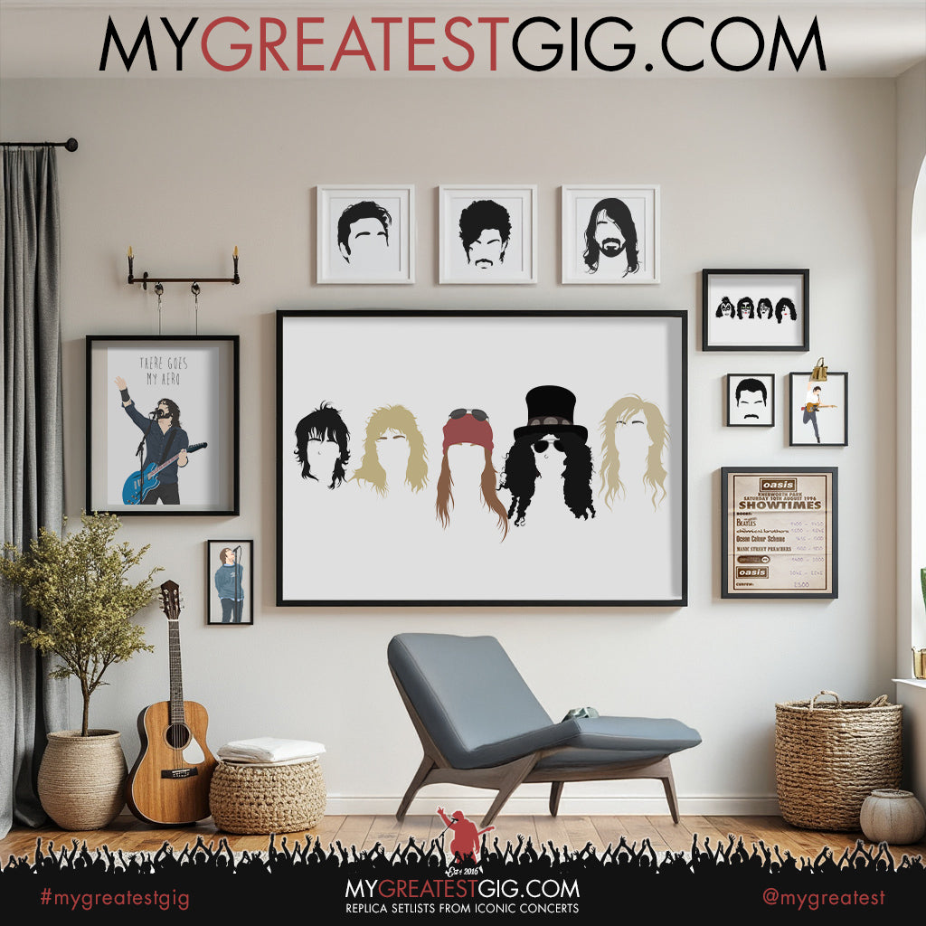 Guns N Roses - Minimal Band Hairstyles Illustration - Posters, Prints & Greeting Cards