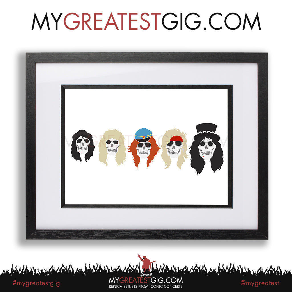 Guns N Roses - Minimal Band Hairstyles Illustration - Posters, Prints & Greeting Cards