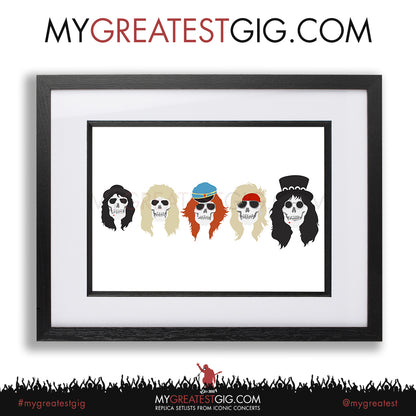 Guns N Roses - Minimal Band Hairstyles Illustration - Posters, Prints & Greeting Cards