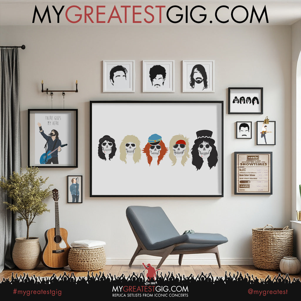 Guns N Roses - Minimal Band Hairstyles Illustration - Posters, Prints & Greeting Cards