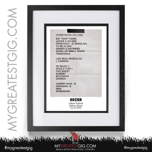 Hozier - Lytham Festival - July 3rd 2024 Replica Setlist Poster