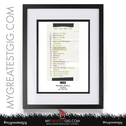 INXS - Wembley Stadium - July 13th 1991 Replica Setlist Poster