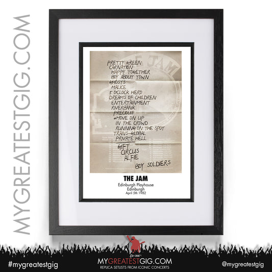 The Jam - Edinburgh - April 5th 1982 Replica Setlist Poster