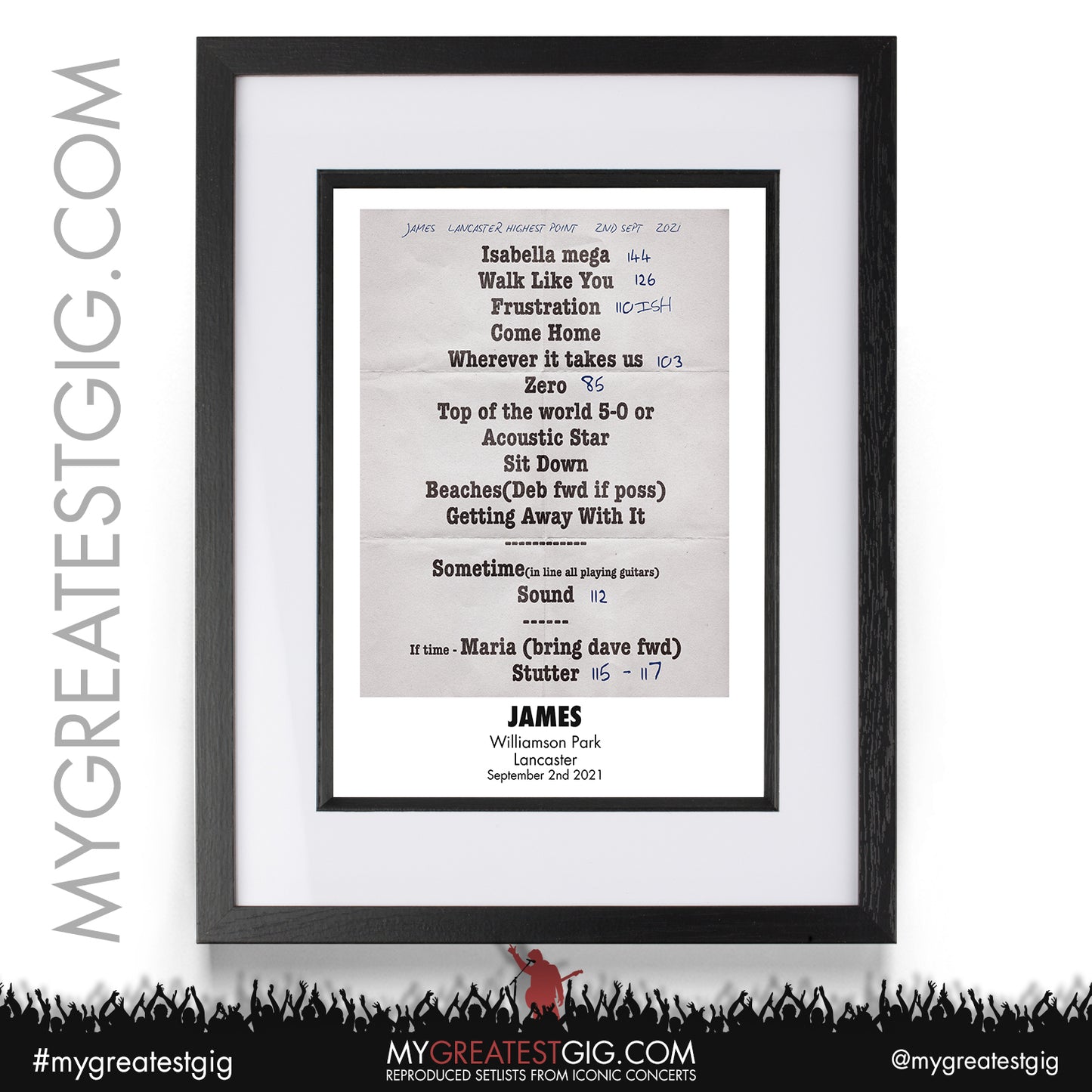 James - Lancaster - September 2nd 2021 Recreated Setlist Poster