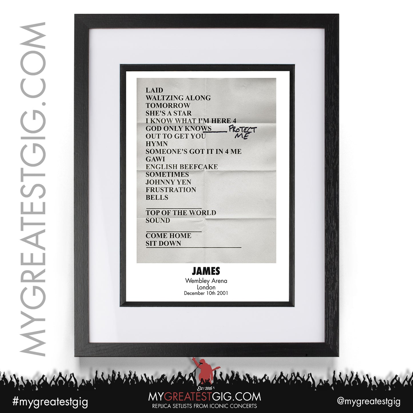 James - London - December 10th 2001 Replica Setlist Poster