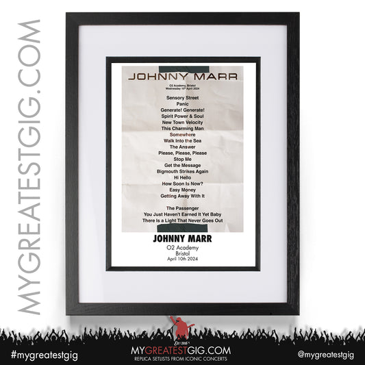 Johnny Marr - Bristol - April 10th 2024 Replica Setlist Poster