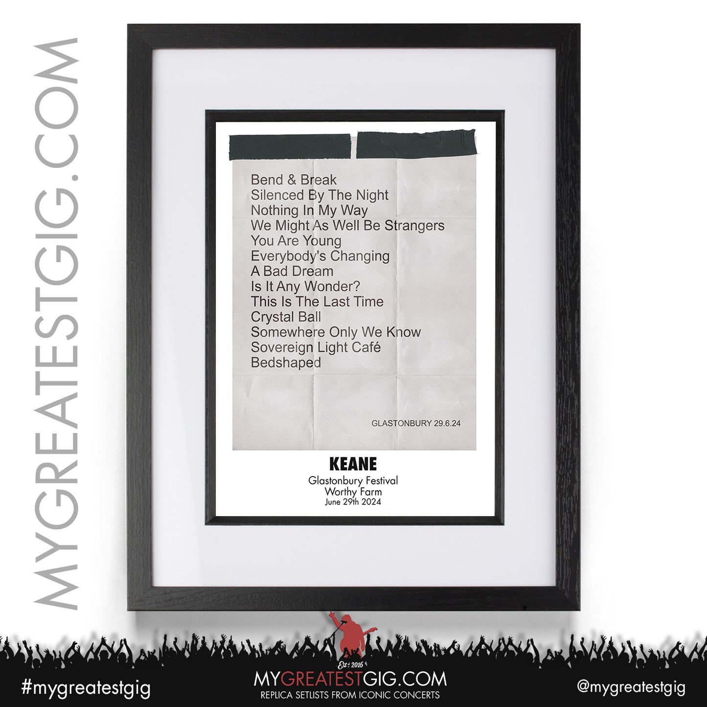 Keane - Glastonbury Festival - June 29th 2024 Replica Setlist Poster