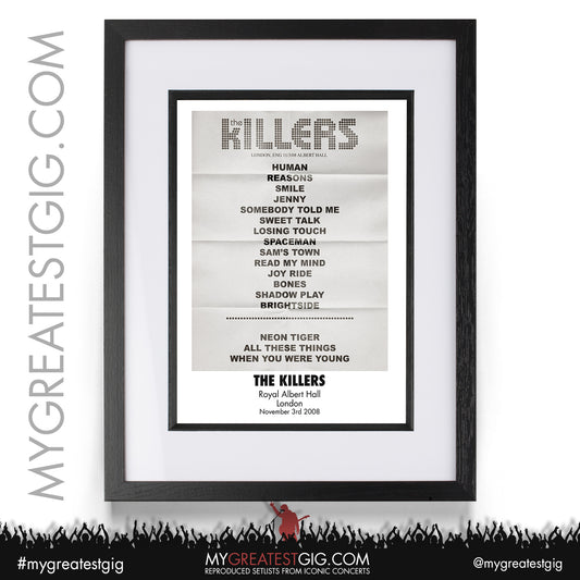 The Killers - London - November 3rd 2008 Recreated Setlist Poster