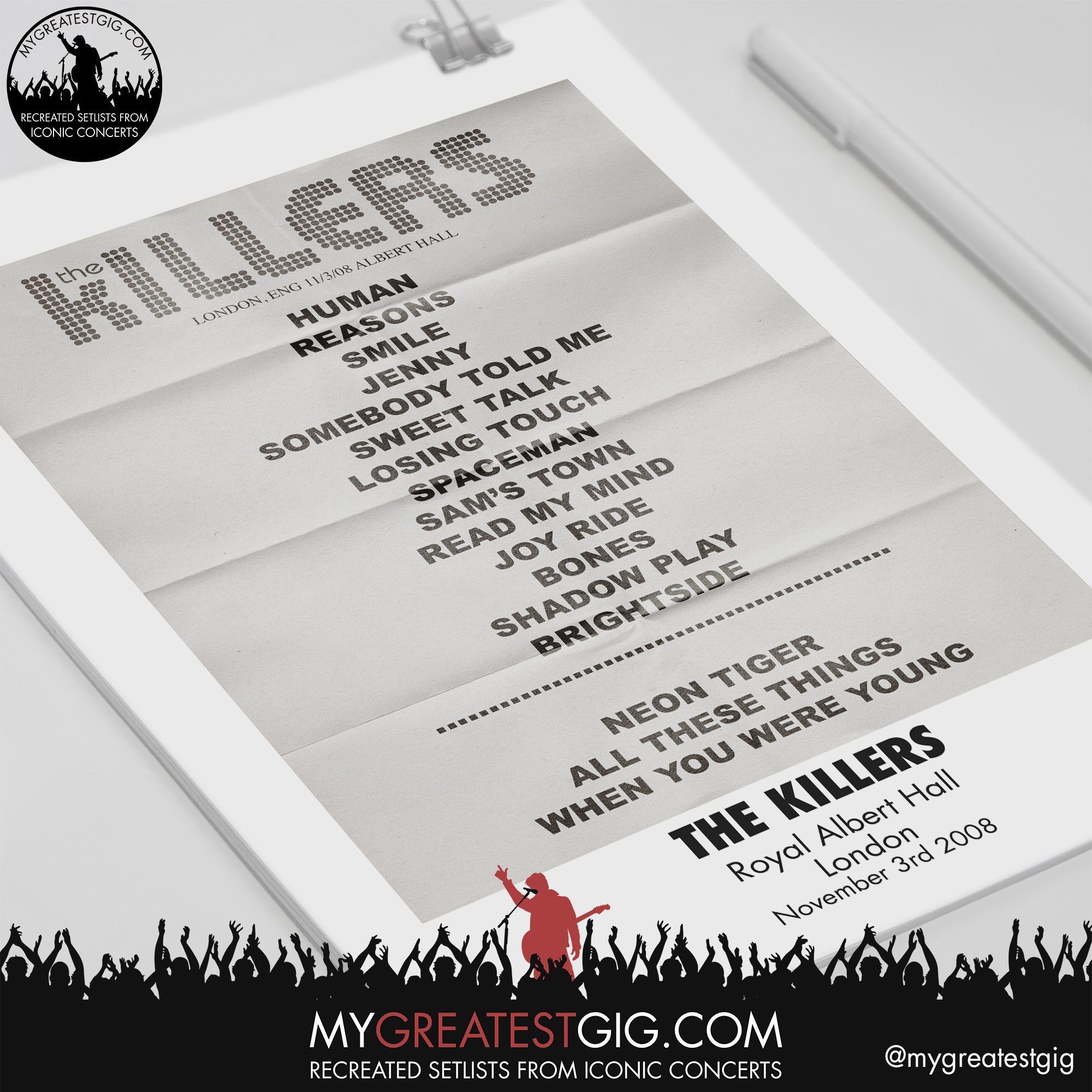 The Killers - London - November 3rd 2008 Recreated Setlist Poster – My ...