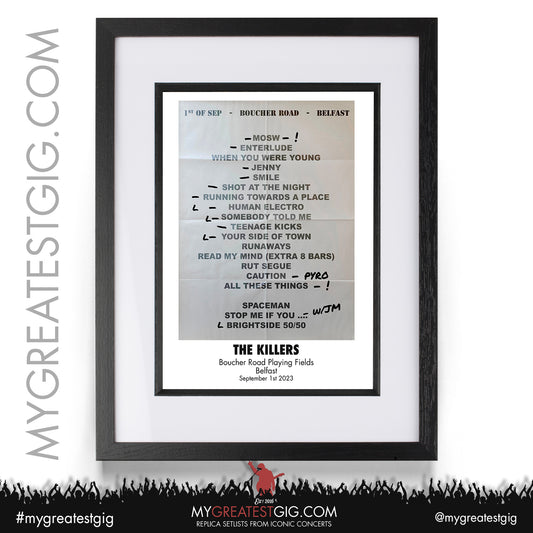 The Killers - Belfast - September 1st 2023 Replica Setlist Poster