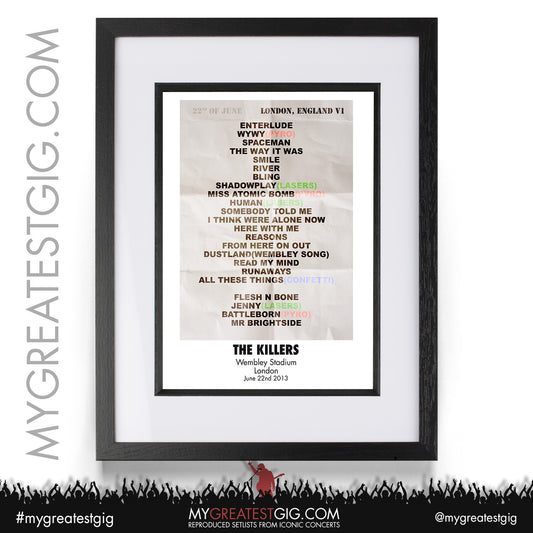 The Killers - London - June 22nd 2013 Recreated Setlist Poster