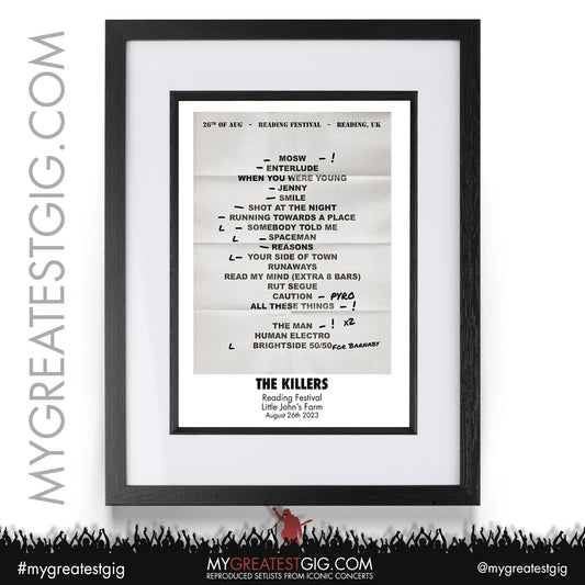 The Killers - Reading Festival - August 26th 2023 Recreated Setlist Poster