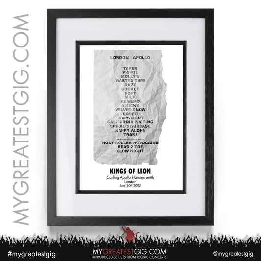 Kings Of Leon - London - June 20th 2005 Recreated Setlist Poster