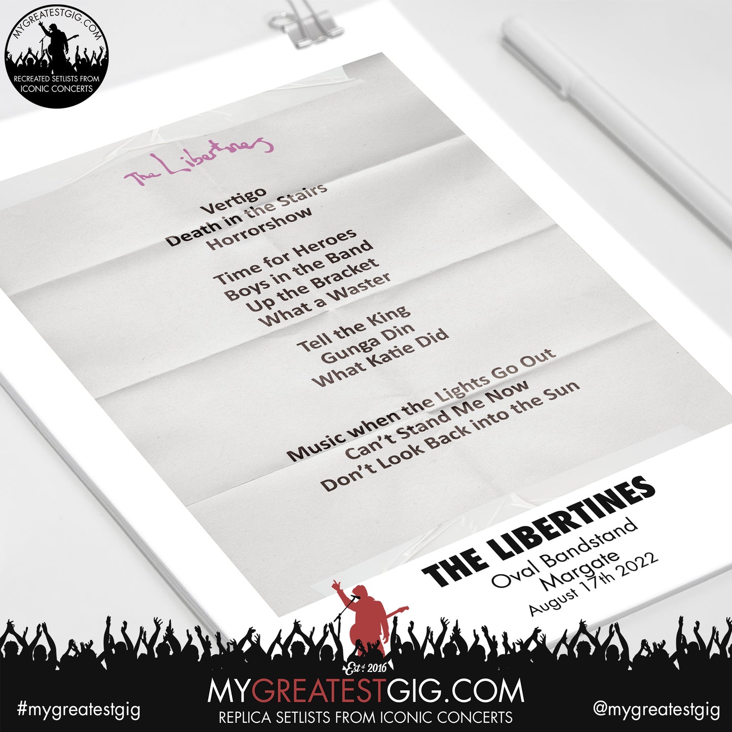 The Libertines - Margate - August 17th 2022 Replica Setlist Poster