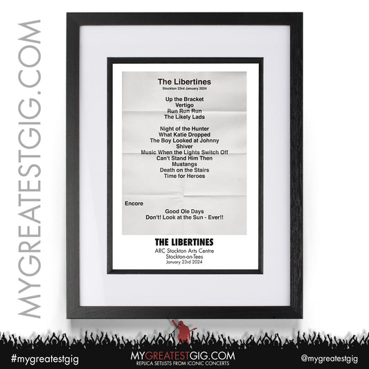 The Libertines - Stockton - January 23rd 2024 Replica Setlist Poster