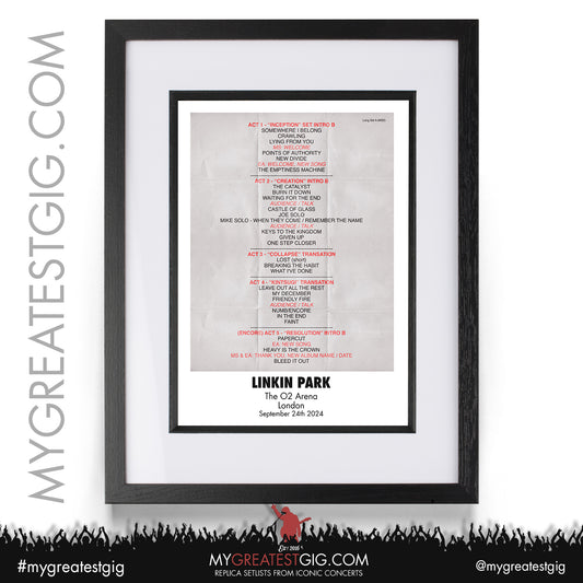 Linkin Park - London - September 24th 2024 Replica Setlist Poster