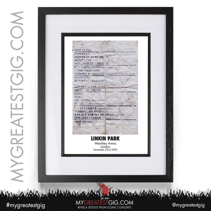 Linkin Park - Wembley Arena - November 22nd 2003 Replica Setlist Poster