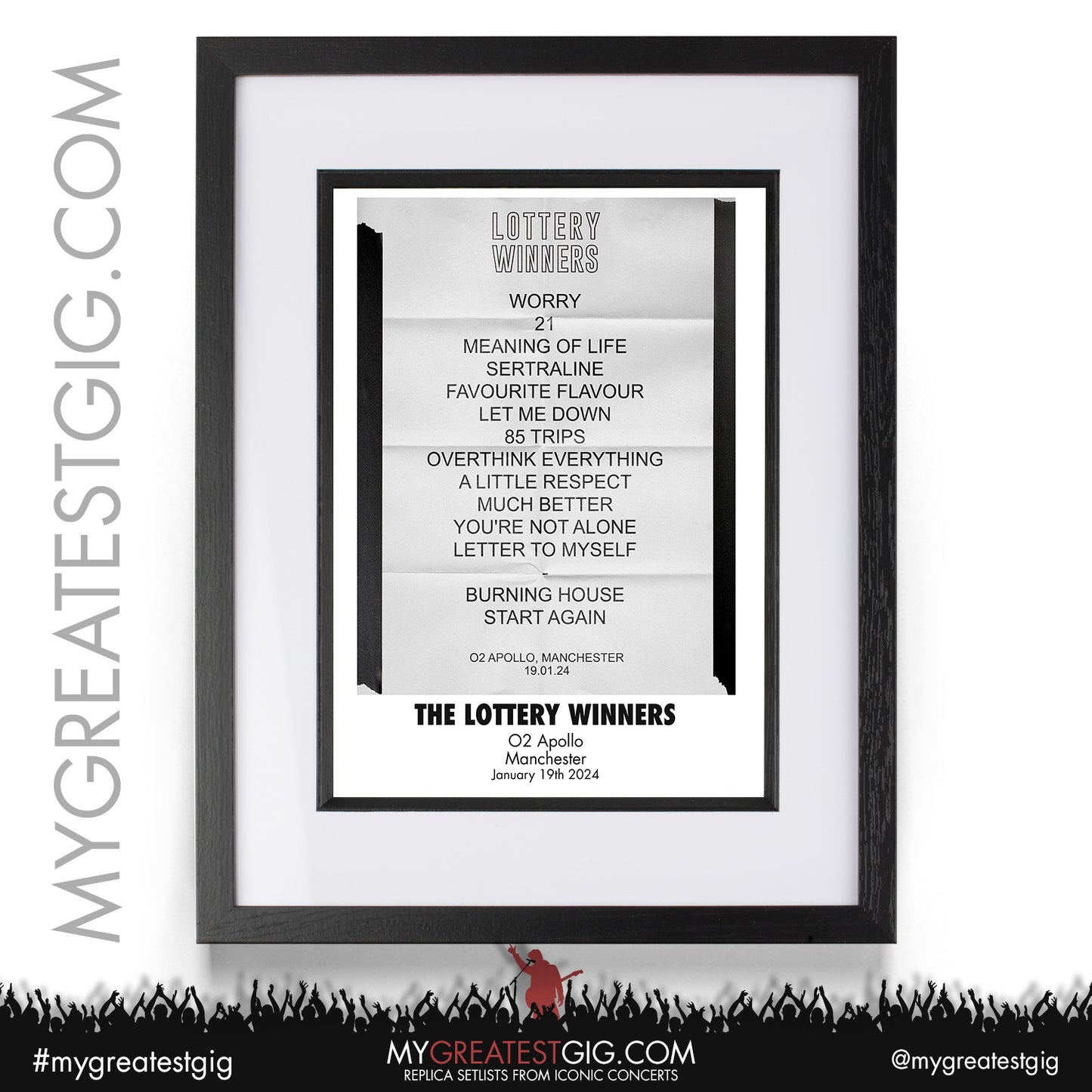 Lottery Winners - Manchester - January 19th 2024 Replica Setlist Poster