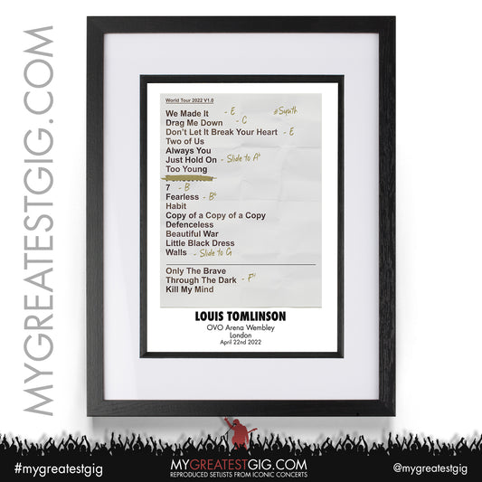 Louis Tomlinson - London - April 22nd 2022 Recreated Setlist Poster