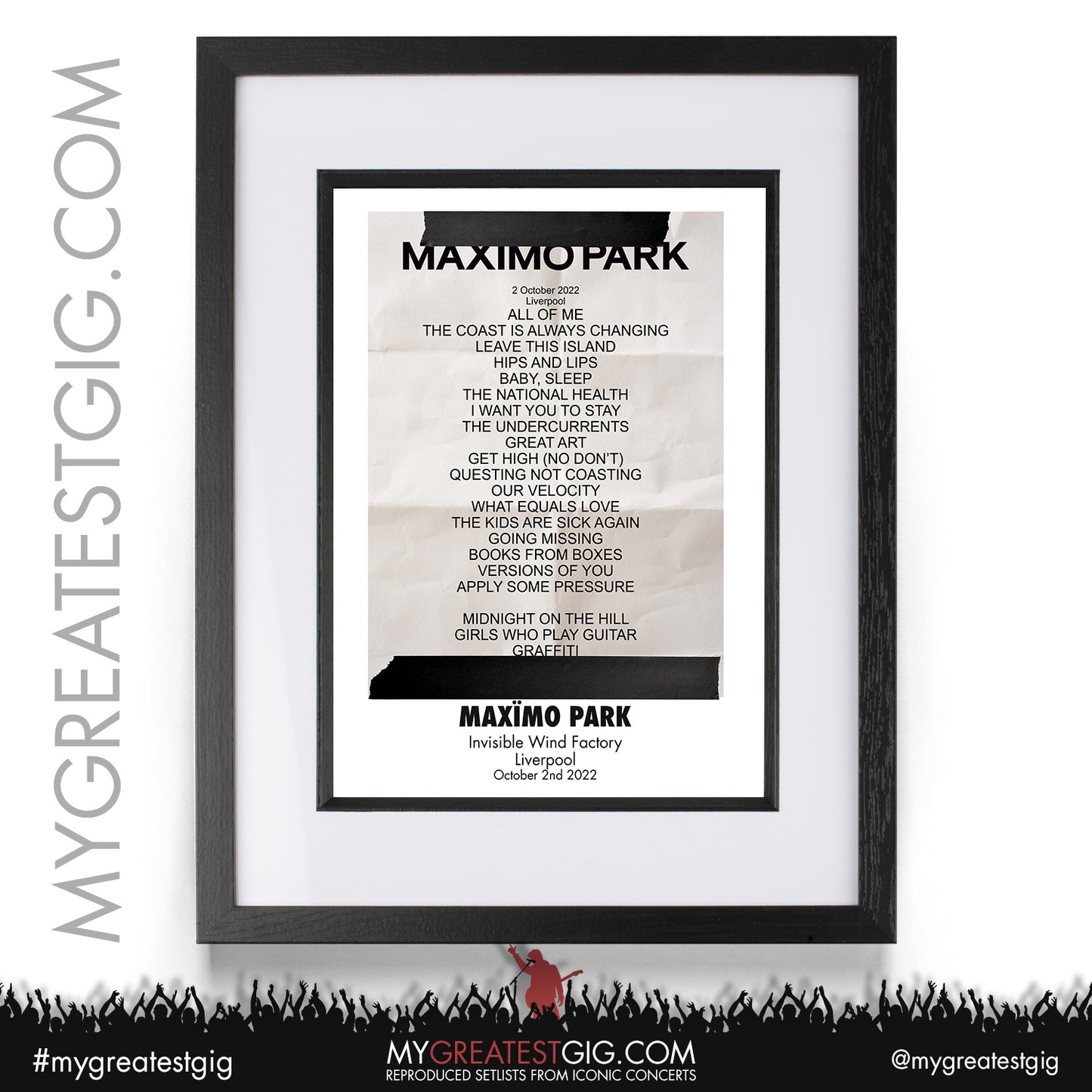 Maximo Park - Liverpool - October 2nd 2022 Recreated Setlist Poster