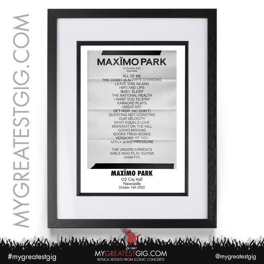 Maximo Park - Newcastle - October 14th 2022 Replica Setlist Poster