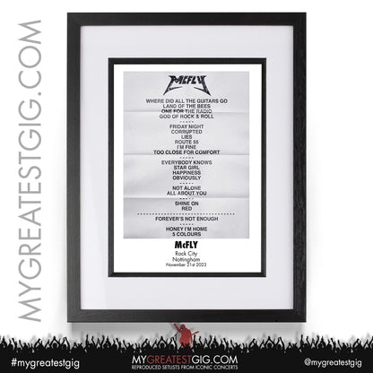 McFly - Nottingham - November 21st 2023 Recreated Setlist Poster