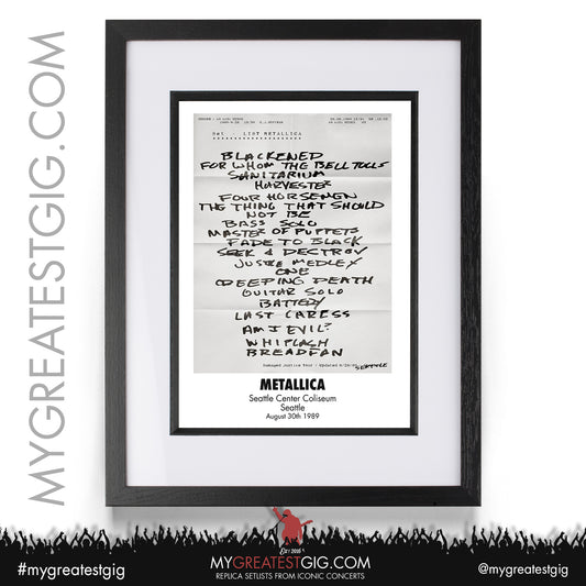 Metallica - Seattle - August 30th 1989 Replica Setlist Poster