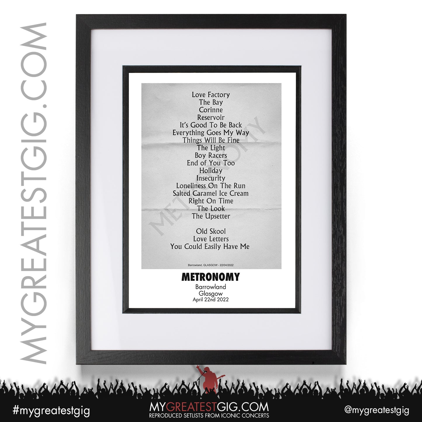 Metronomy - Glasgow - April 22nd 2022 Recreated Setlist Poster