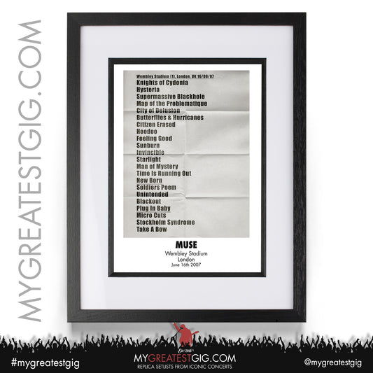 Muse - London - June 16th 2007 Replica Setlist Poster