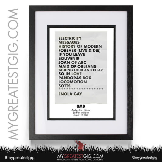 Orchestral Manoeuvres In The Dark - Saffron Walden - August 11th 2023 Recreated Setlist Poster