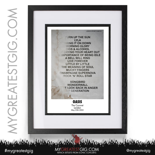 Oasis - London - May 25th 2005 Recreated Setlist Poster