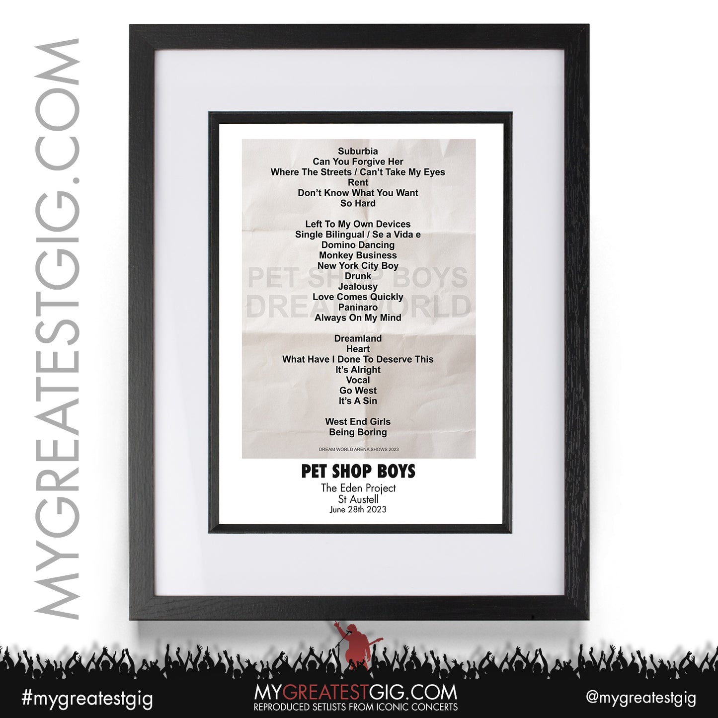 Pet Shop Boys - Eden Project - June 28th 2023 Recreated Setlist Poster