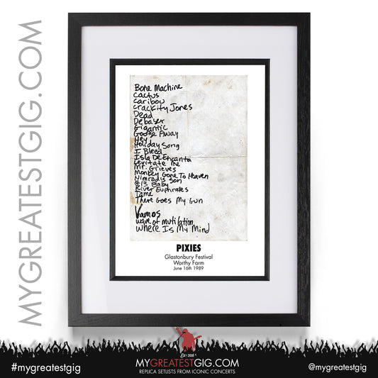 Pixies - Glastonbury Festival - June 16th 1989 Replica Setlist Poster