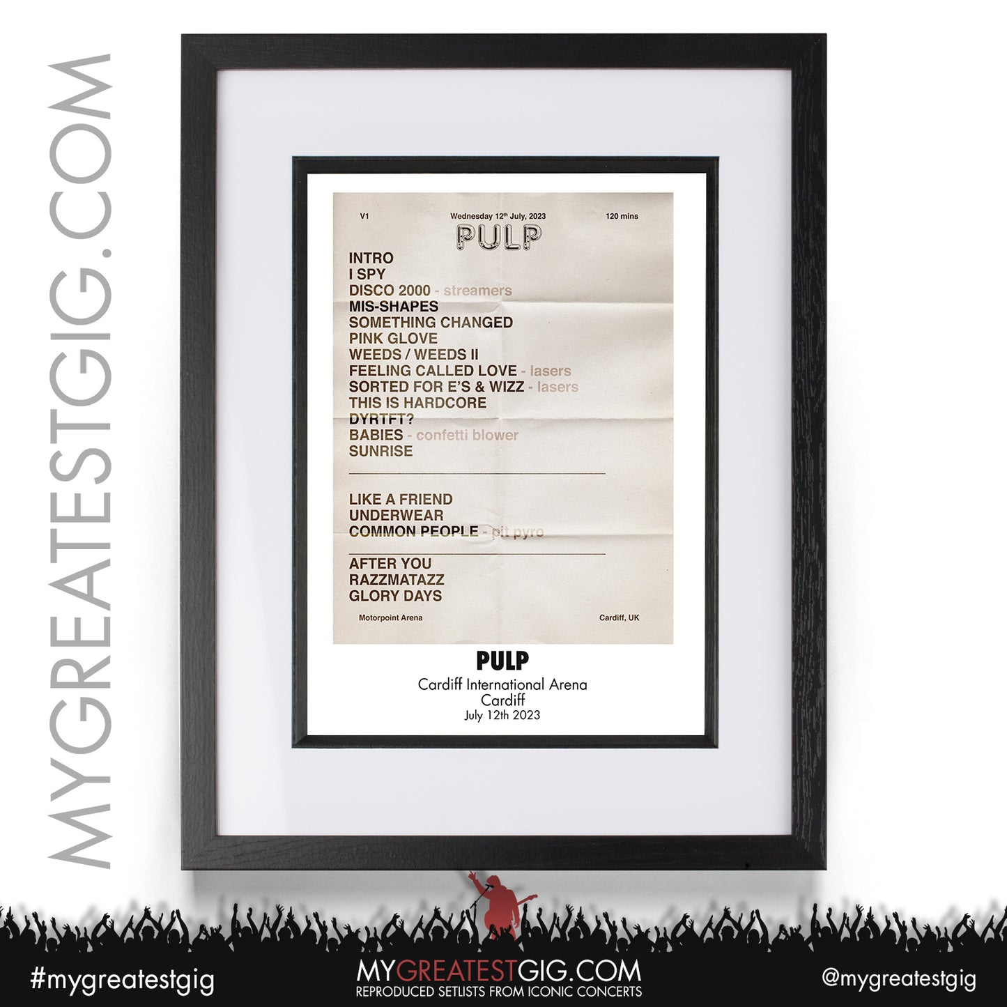 Pulp - Cardiff - July 12th 2023 Recreated Setlist Poster