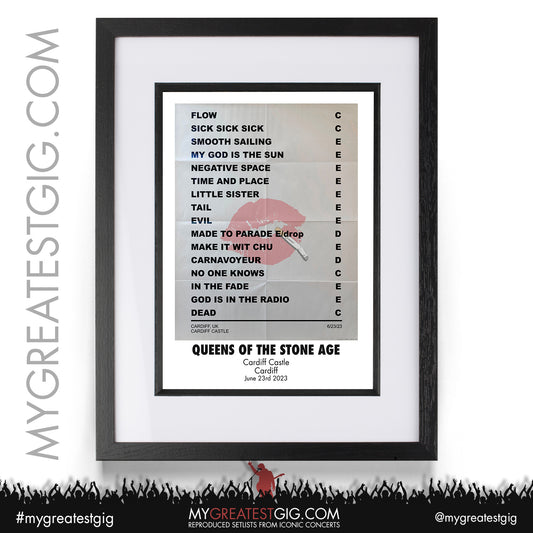 Queens Of The Stone Age - Cardiff - June 23rd 2023 Recreated Setlist Poster