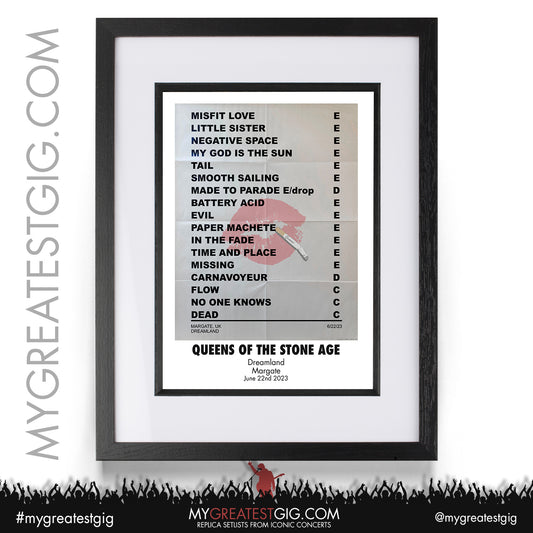 Queens Of The Stone Age - Margate - June 22nd 2023 Replica Setlist Poster