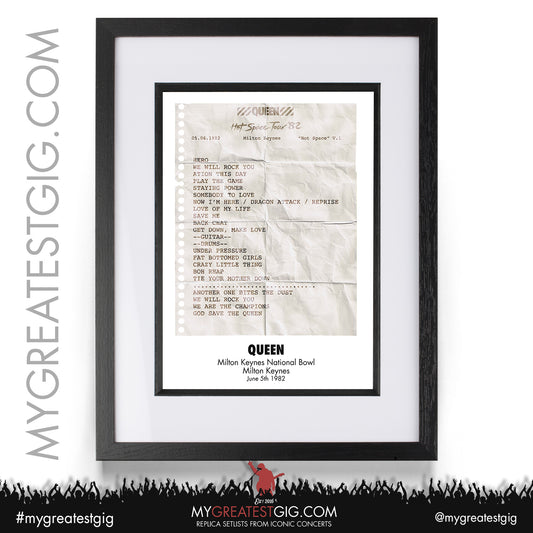 Queen - Milton Keynes - June 5th 1982 Replica Setlist Poster