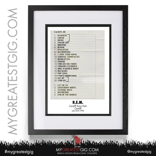 REM - Cardiff - Jul 23rd 1995 Recreated Setlist Poster