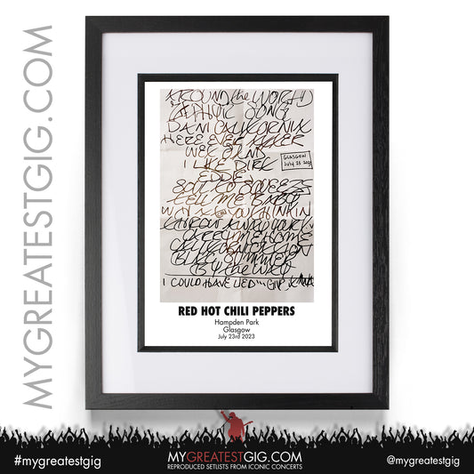 Red Hot Chili Peppers - Glasgow - July 23rd 2023 Recreated Setlist Poster