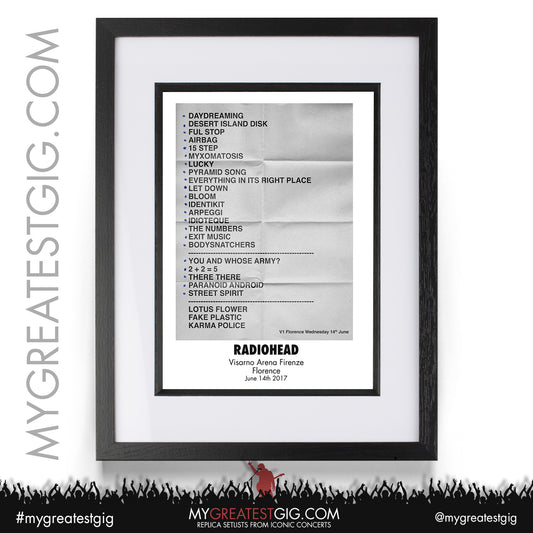 Radiohead - Florence - June 14th 2017 Replica Setlist Poster