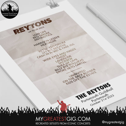 The Reytons - Portsmouth - October 21st 2023 Recreated Setlist Poster