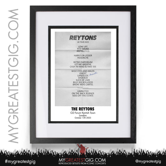 The Reytons - London - October 13th 2023 Recreated Setlist Poster