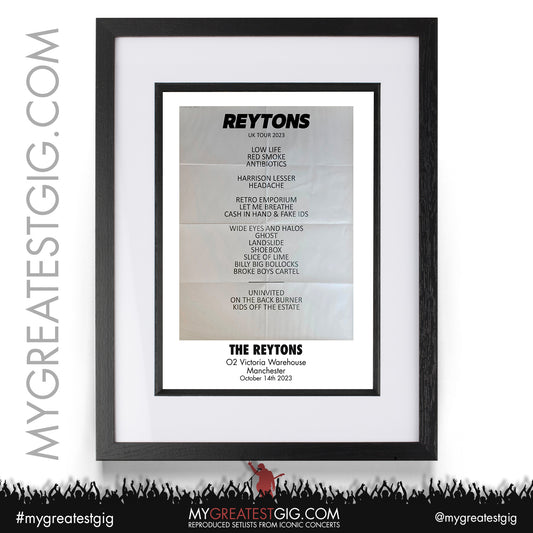 The Reytons - Manchester - October 14th 2023 Recreated Setlist Poster